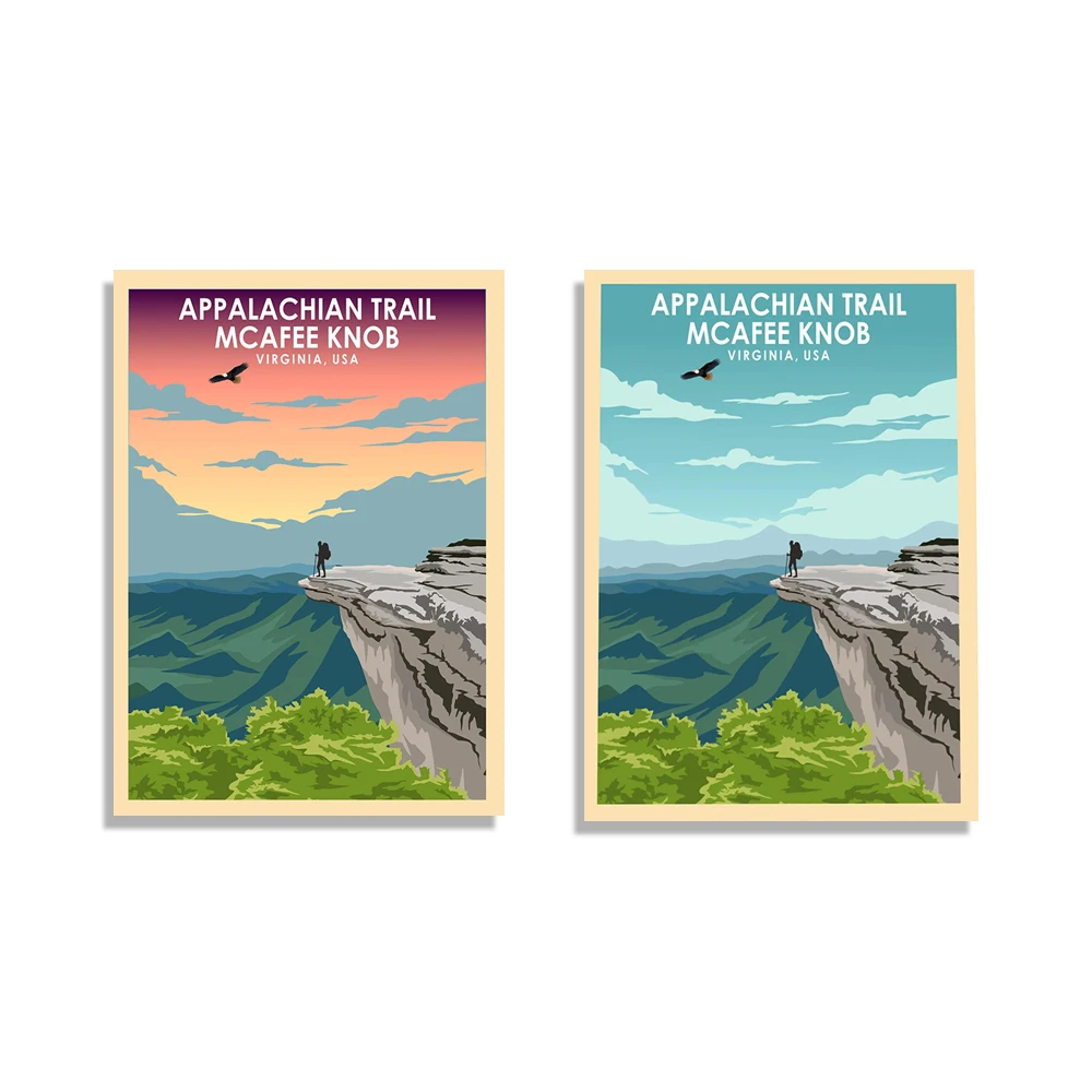 Appalachian Trail Poster, AT Poster, Mcafee-Knob Virgina, Crossing Hiking, Georgia to Maine, Crossing Hiking, Gift for Hikers