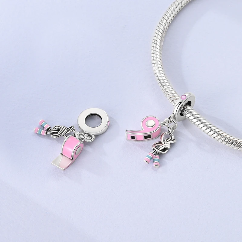 

925 Sterling Silver Whistle Skipping Rope Charm Pendant Fit 3mm Original Bracelet DIY Women Exquisite Anniversary Jewelry Gifts