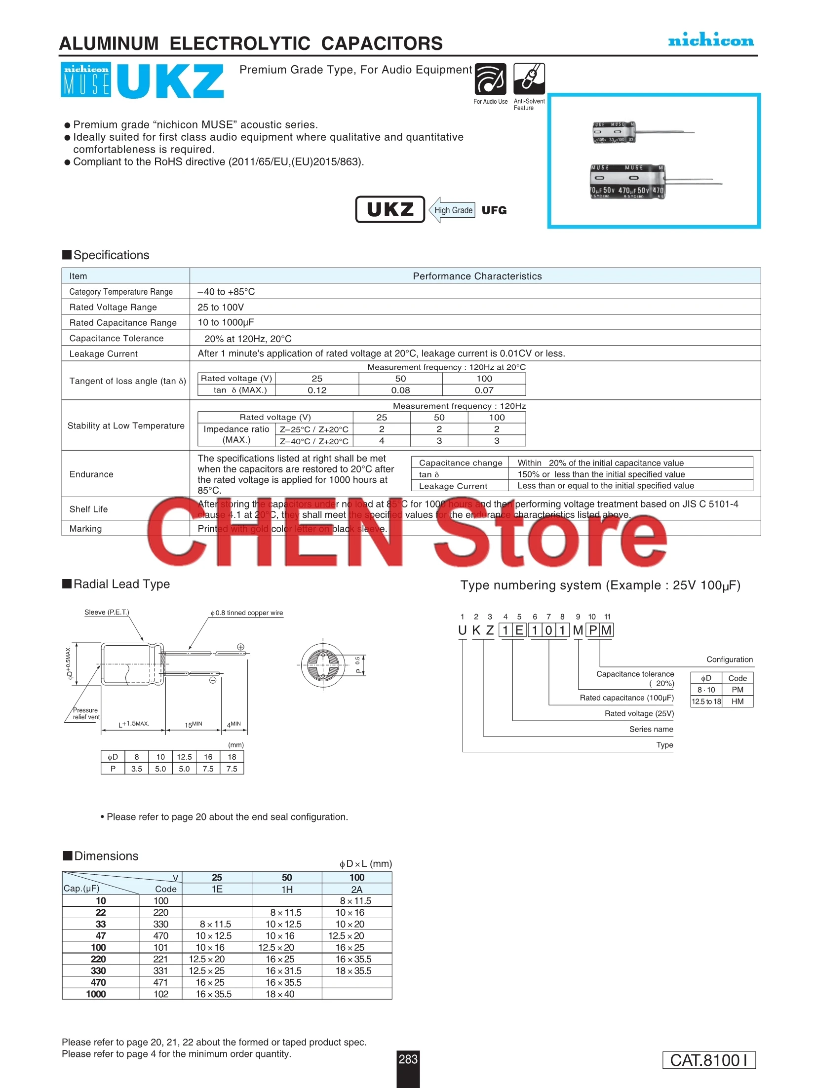 NICHIBurgos-Condensateur électrolytique audio inspecté KZ, 25V, 50V, 100V, 10UF, 22UF, 33UF, 47UF, 100UF, 220UF, 330UF, 470UF, Nouveau, 30 pièces