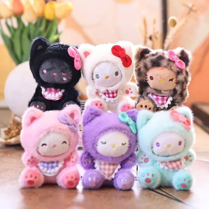 

Серия плюшевых кукол-брелоков Sanrio Kawaii Hello Kitty с леопардовым принтом в костюме худи: подарки для энтузиастов на праздники