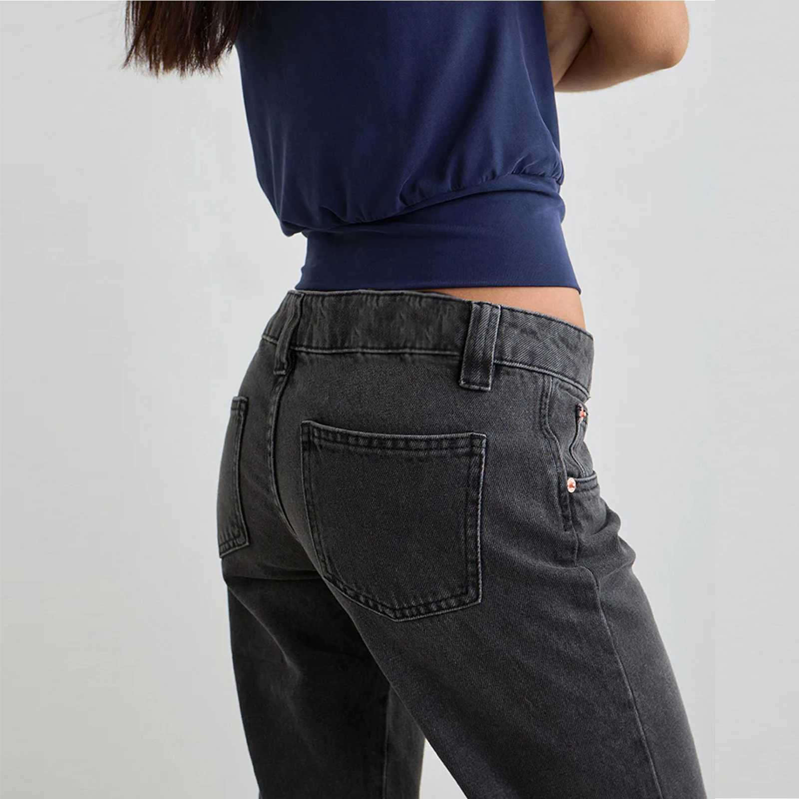 Jean rétro Harajuku taille basse pour femmes, jambes larges, Vintage Grunge, couleur unie, Baggy évasé, pantalon Streetwear, été, Y2K