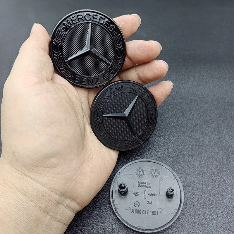 3D ABS 2pins 57mm Car Front Hood Emblem Star Logo Bonnet Badge For Mercedes Benz A B GLA CLA CLS A45 C63 A0008171801 Accessories