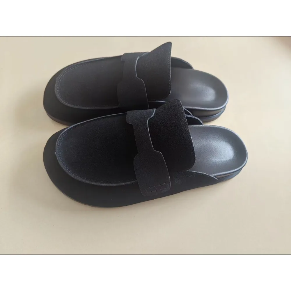 

Couple's leather soft thick soled casual toe slippers, casual outerwear slippers