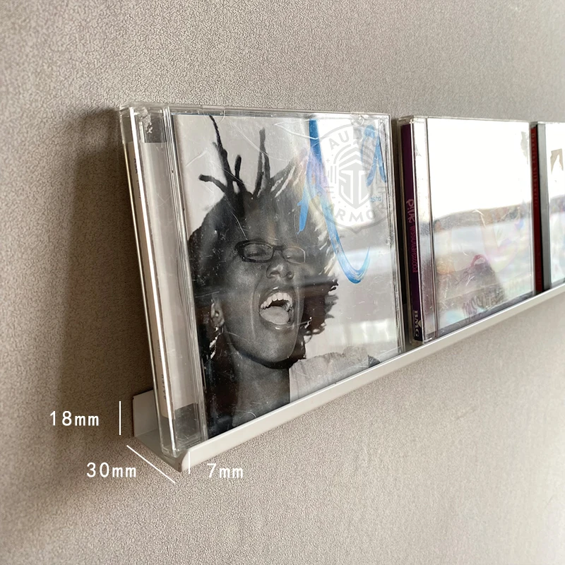 Wall Mounted CD Display Shelf Music Album Storage Rack Iron Art Silver Black White Media Storage Organizer Vinyl Record Shelf view 5