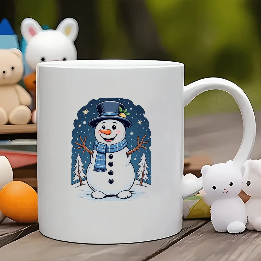 

11oz cartoon snowman mug + Christmas gift Christmas water cup kids' family office creative coffee mug