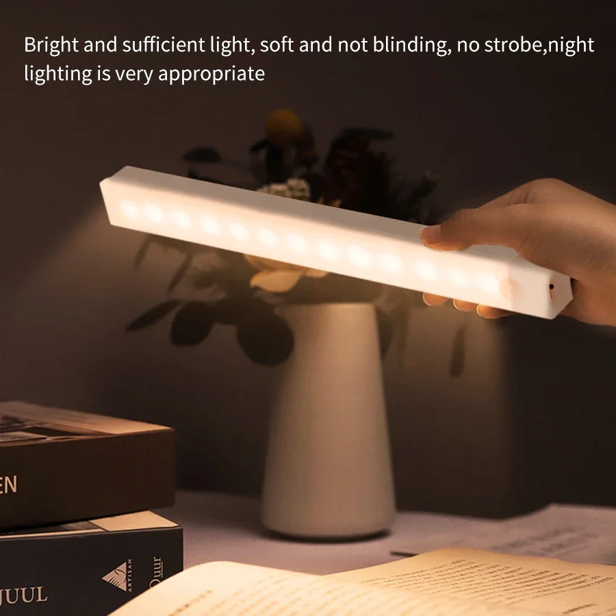 Barra de luz LED recargable por USB con Sensor de movimiento, luz nocturna de inducción humana para dormitorio, cocina, armario