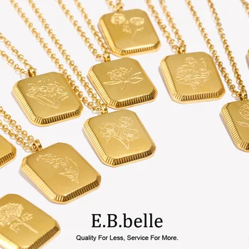 E.B.belle Original Design Cute Square Month Flower Birthstone Necklaces For Women…