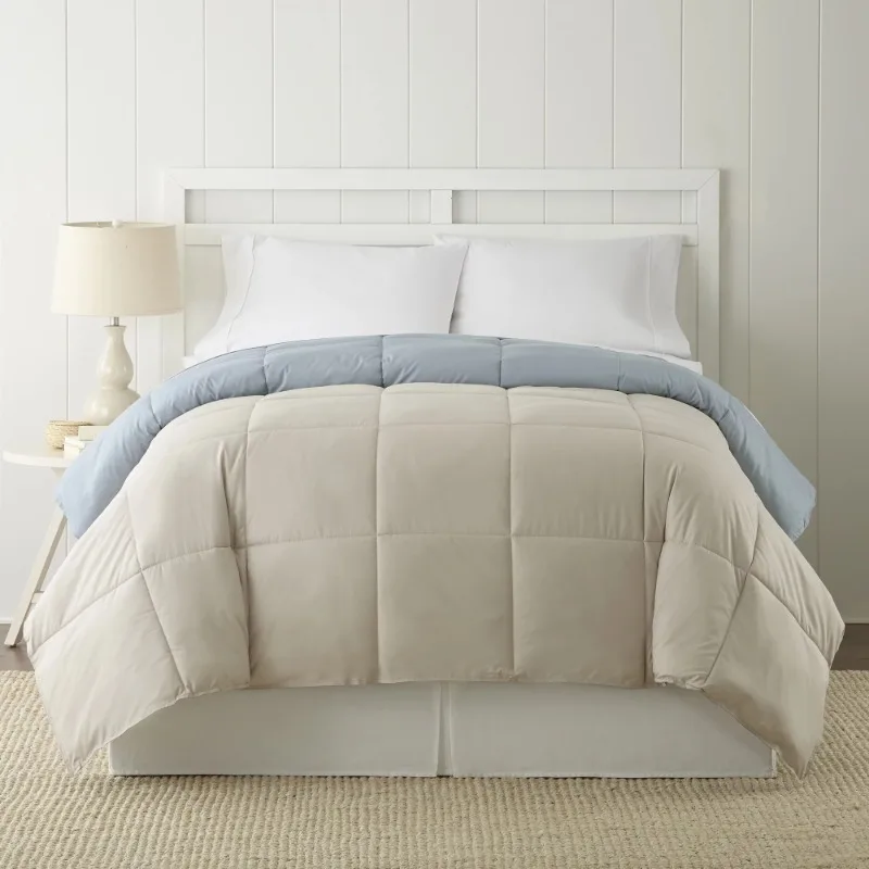 

Reversible Beige & Dusty Blue Adult Down Alternative Comforter Twin contains a 100% all-polyester fill that will provide