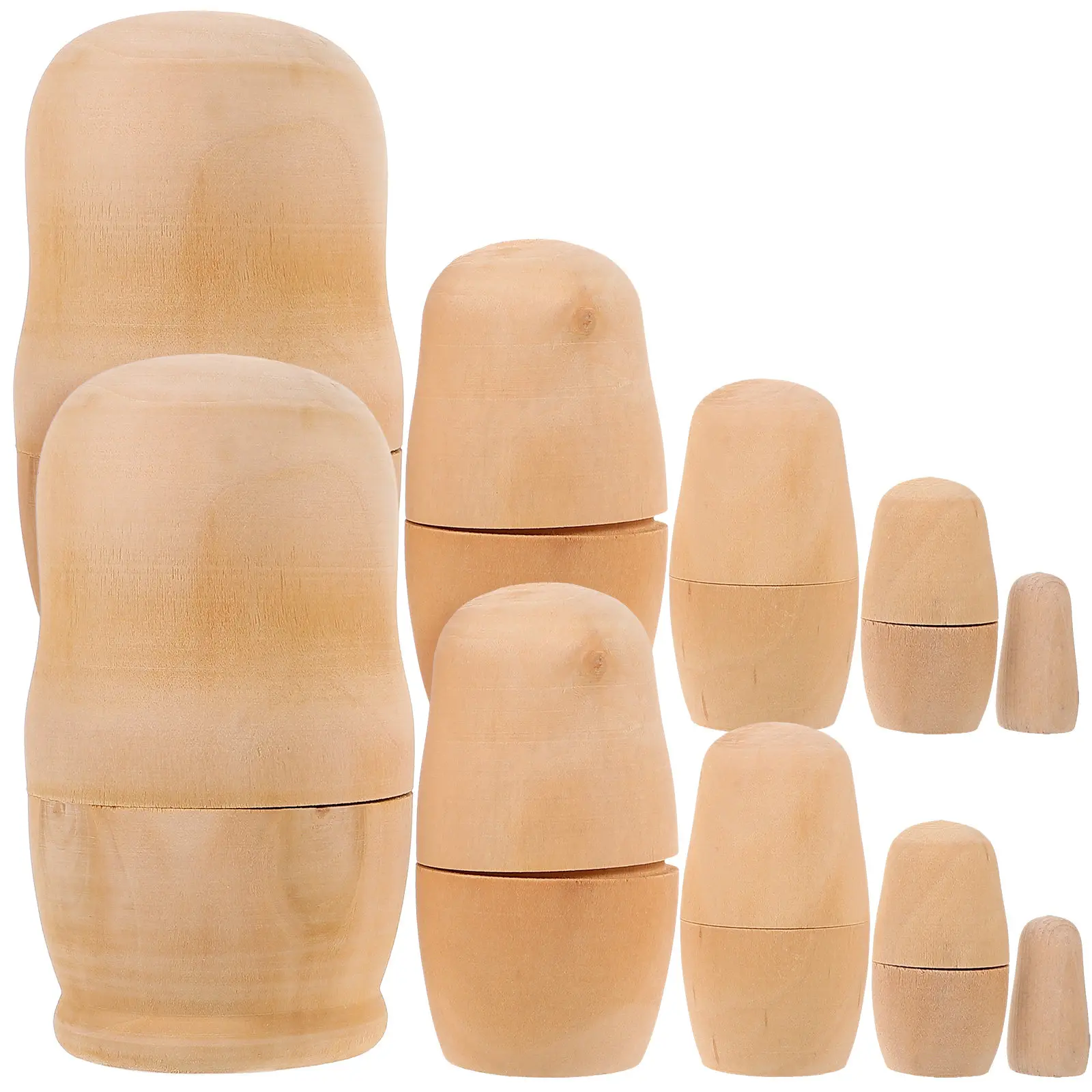 2Sets Wooden Russian Nesting Matryoshka 5 Layers DIY Craft Painting Kits for Kids Girls Home Decoration Office
