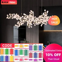 Postmodern Luxury White glass Chandelier Living Room Decoration LED Lighting Long grape string Hanging Light