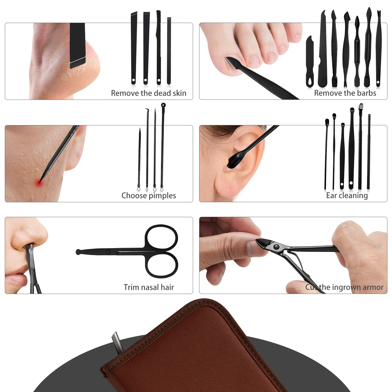 32-delige professionele nagelknipper pedicure schaarset roestvrij staal draagbare manicure nagelknipper gereedschapsset, voor mannen en vrouwen