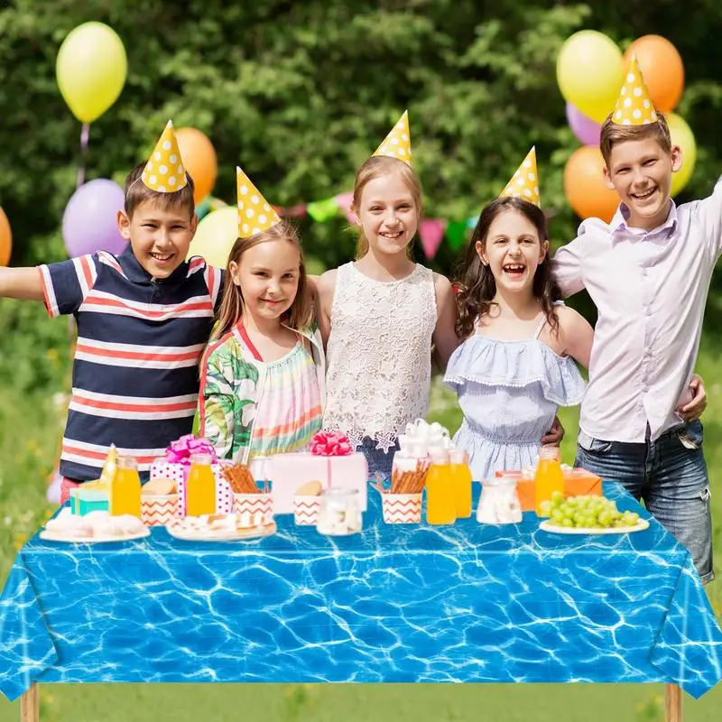 Tablecloth Party Ocean Table Beach Cover Disposable Pool Wave Decorations Waves Water Sea Theme Decoration Summer Birthday