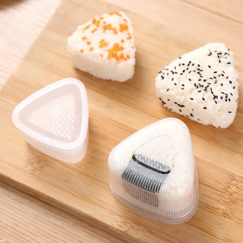 2Pcs Triangular Sushi Rice Ball Maker Mold Set Onigiri Maker Kitchen Gadget Transparent Bento Accessories for Easy Rice Ball Pre