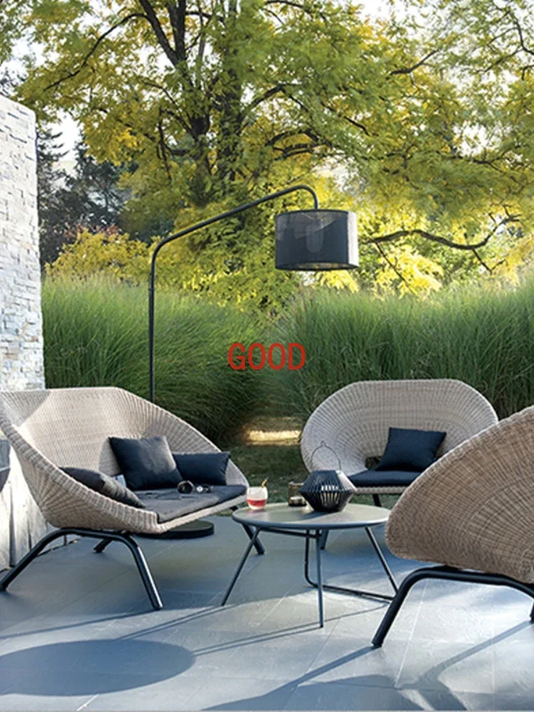 ~Nordic Outdoor Desk-Chair Garden Rattan Chair Modern Outdoor Garden Small Coffee Table