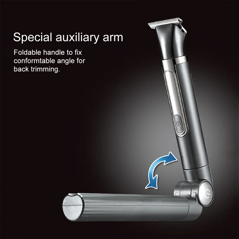 5 in 1 Kit Rechargeable Men's Shaving Set Back Razor Shaver Groomer Foldable Telescopic Rod Nose Hair Trimmer Back Shaver Handle