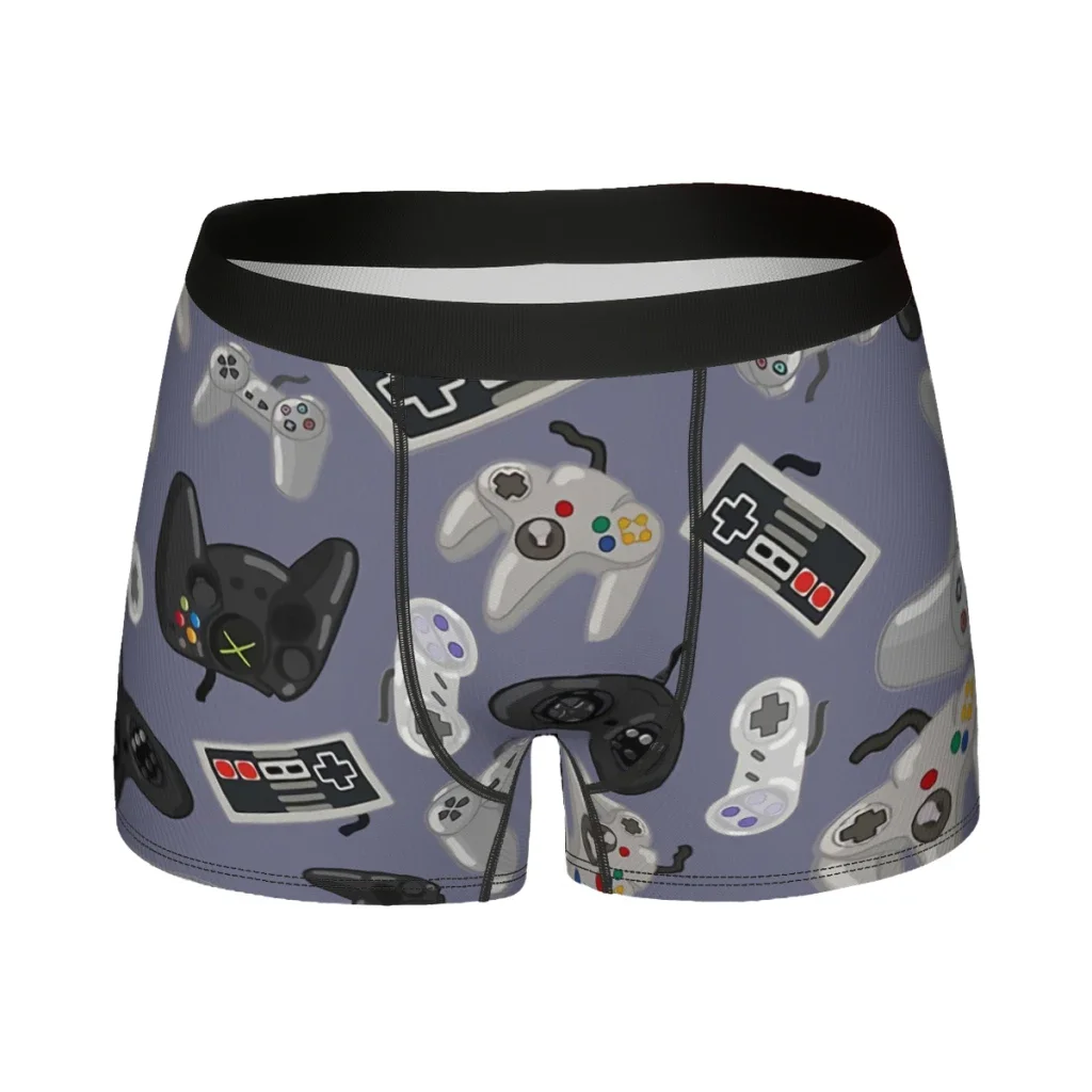 Old School Video Game Controllers Repeating Pattern  Underpants Homme Panties Male Underwear Ventilate Shorts Boxer Briefs