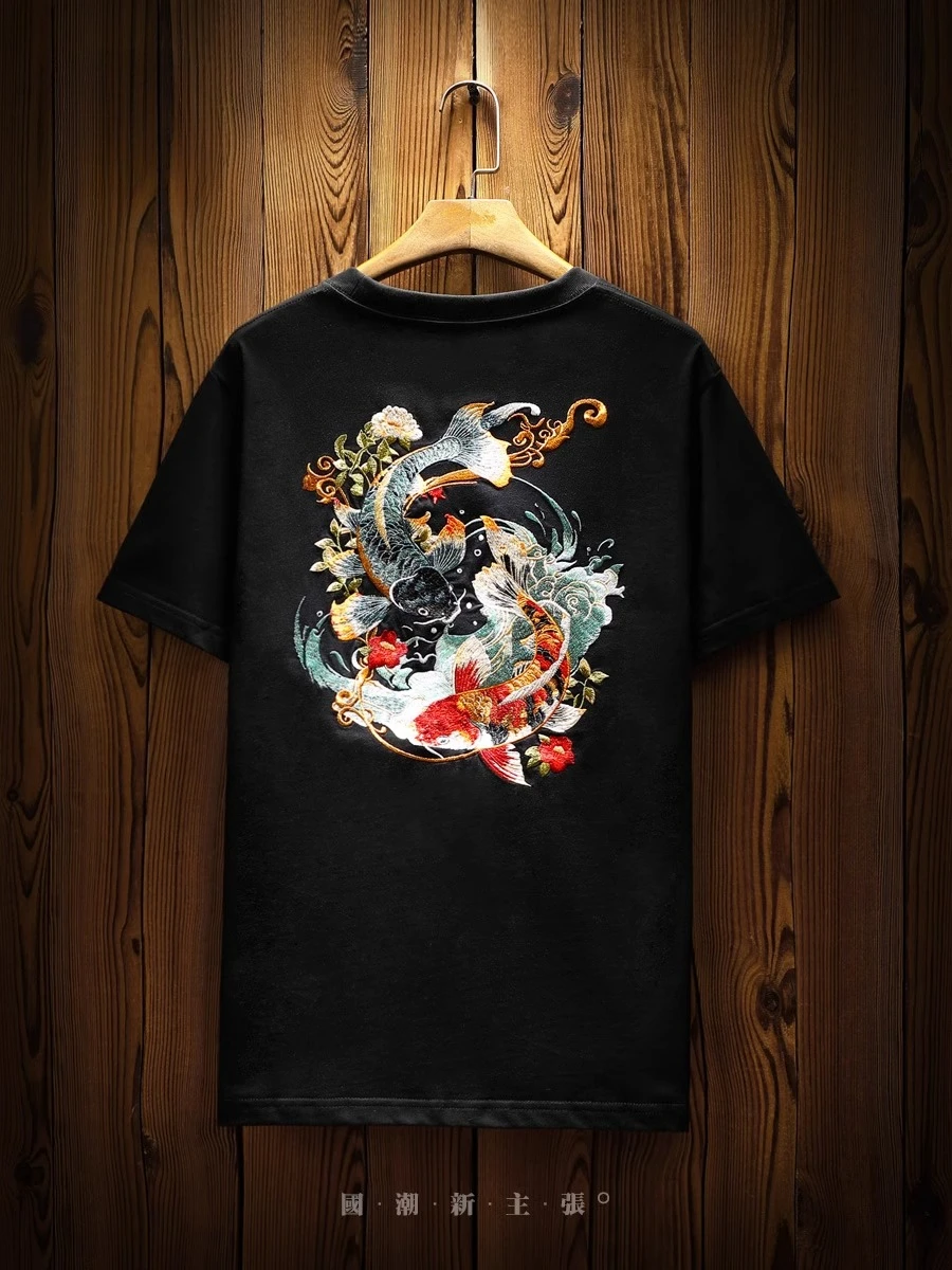 100% Pure Cotton Men's Loose T-Shirt Breathable Short-Sleeved Round Neck Minimalist Solid Color Multi-Color Optional