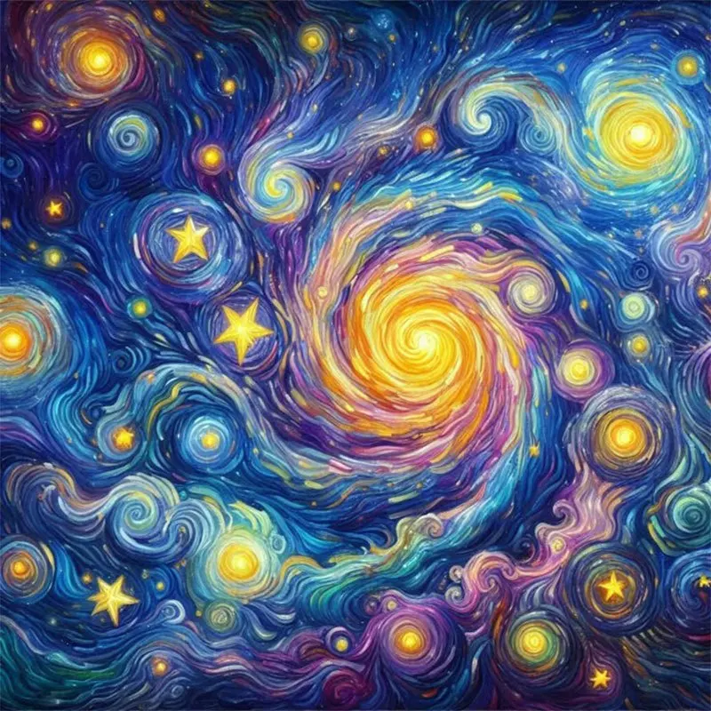 Van Gogh Sternennacht Whirlpool Diamant-Malerei-Sets Vollquadratisch & Rund Mosaik Handgemachte Kunst Heimdekoration 5D DIY Neuheiten