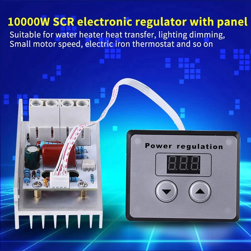 Digital Voltage Regulator Dimmer Switch, 10000W SCR Digital Voltage Regulator Speed Control Dimmer Thermostat AC 220V 80A