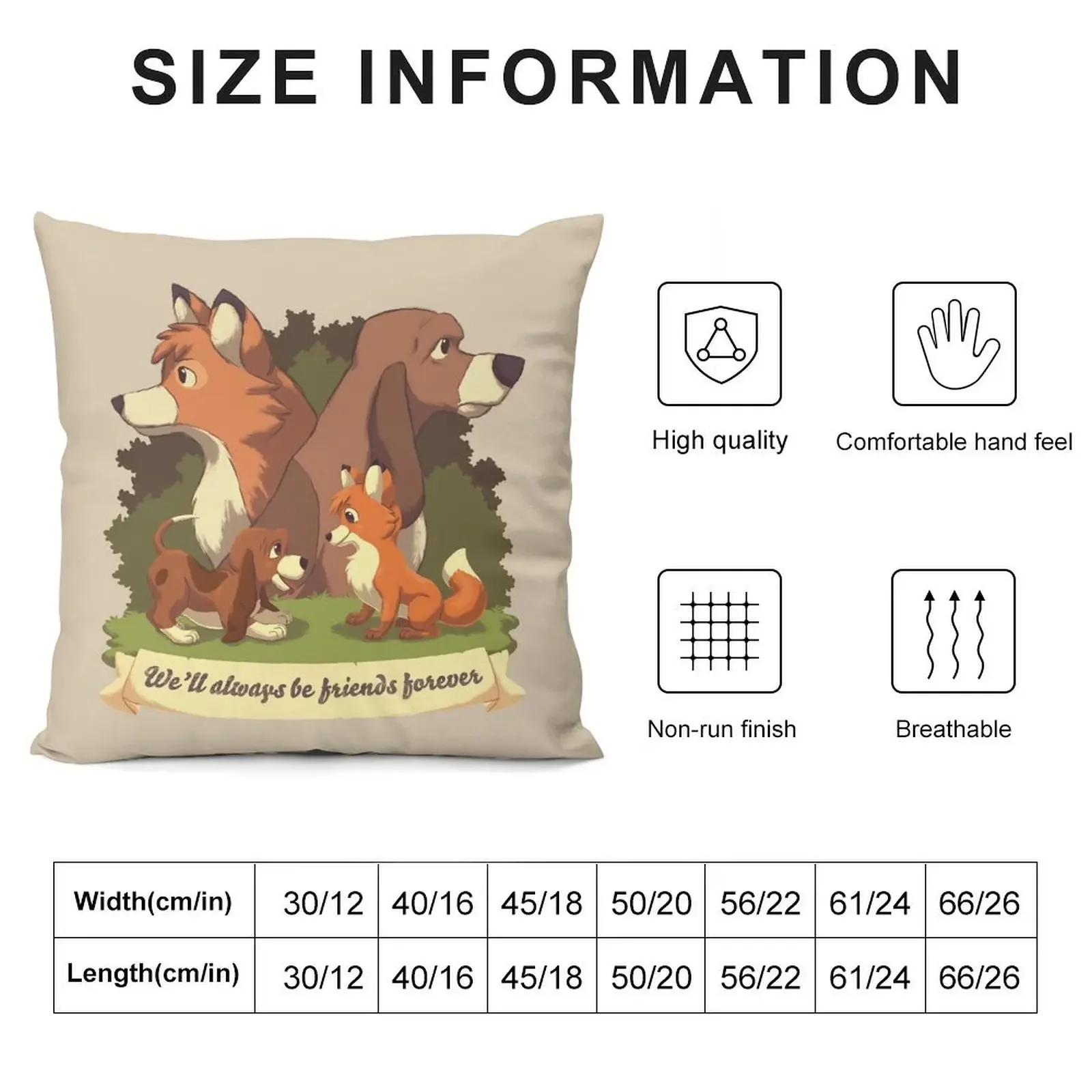 We ll Always Be Friends Forever // Red Fox, Hound Dog, 80s Kid, BFF Throw Pillow Christmas Covers Covers For Sofas pillow