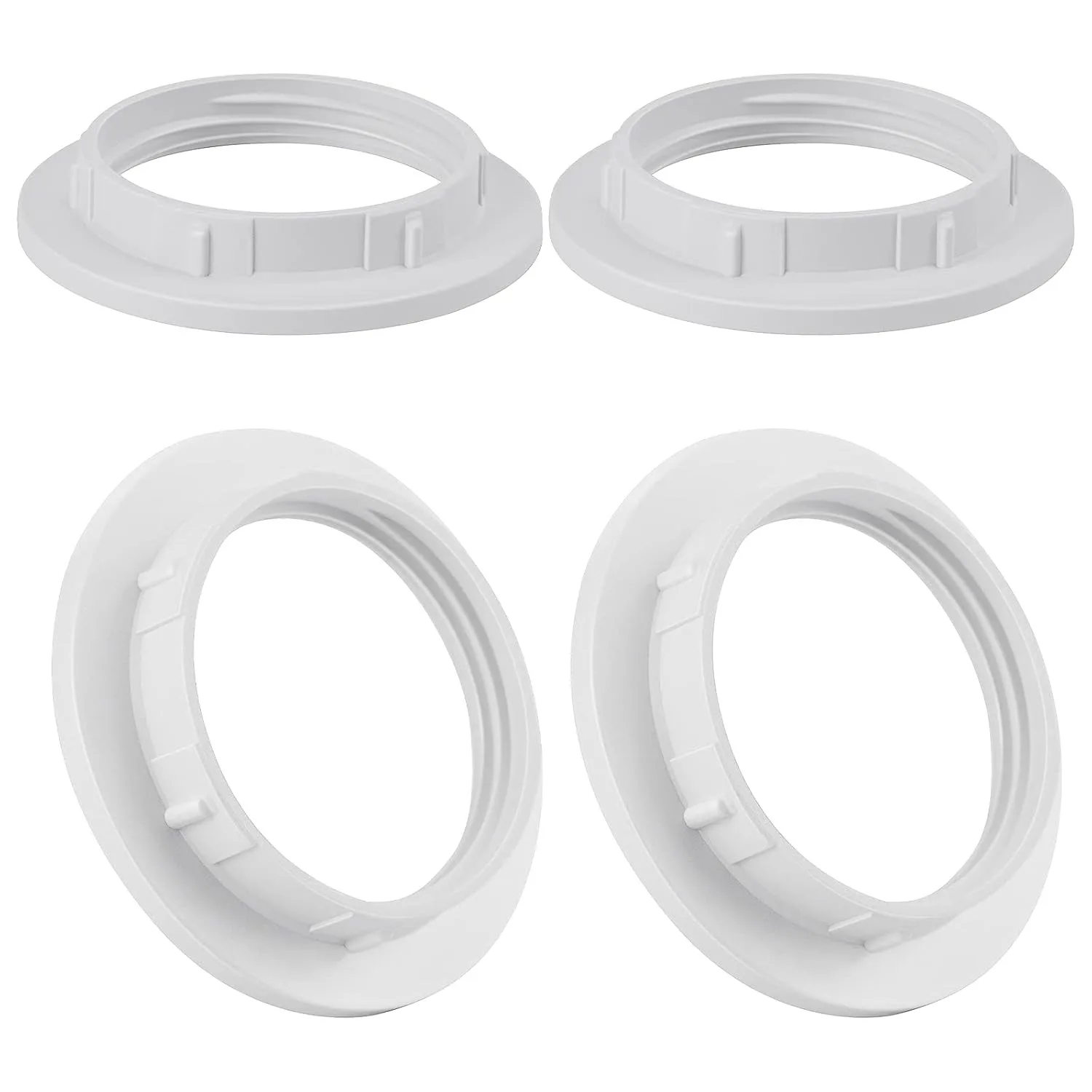 JOYINLED 4-Pack E26/E27 Lamp Shade Rings, White Light Socket Ring, Lock Socket Replacement for Standard Base Lamp Holder