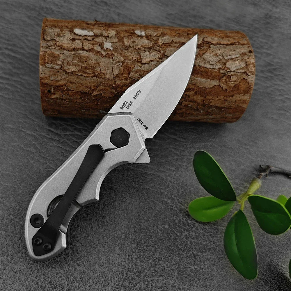 Outdoor Mini Folding Pocket Knife CPM-20CV Steel Blade Carbon Fiber Handle Camping Survival EDC Tools Portable with Pocket Clip