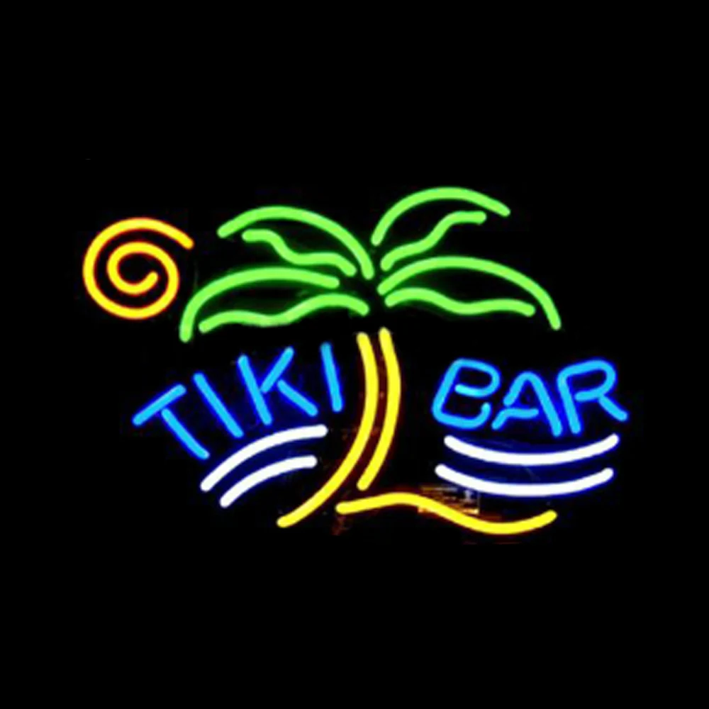 

TIKI Bar Palm Tree Custom Handmade Real Glass Tube Motel Party Advertise Aesthetic Room Decor Display Sign Neon Light 17"X 14"