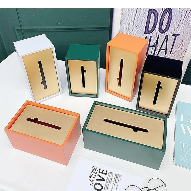 

Resin Rectangular Tissue Box Home Living Room Solid Color Storage Magnet Cover Decoration Napkin Holder Boxes