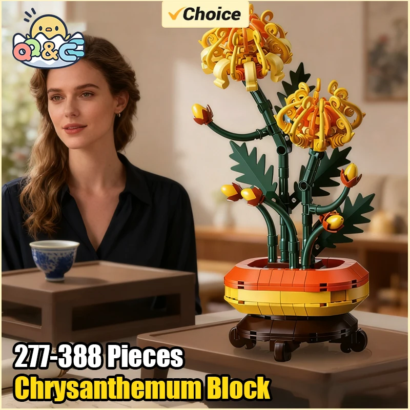 

Orchid Bamboo Building Blocks Chinese Bouquet Potted Plant Chrysanthemum Plum Flower Bricks DIY Model Kids Toys Adult Home Decor