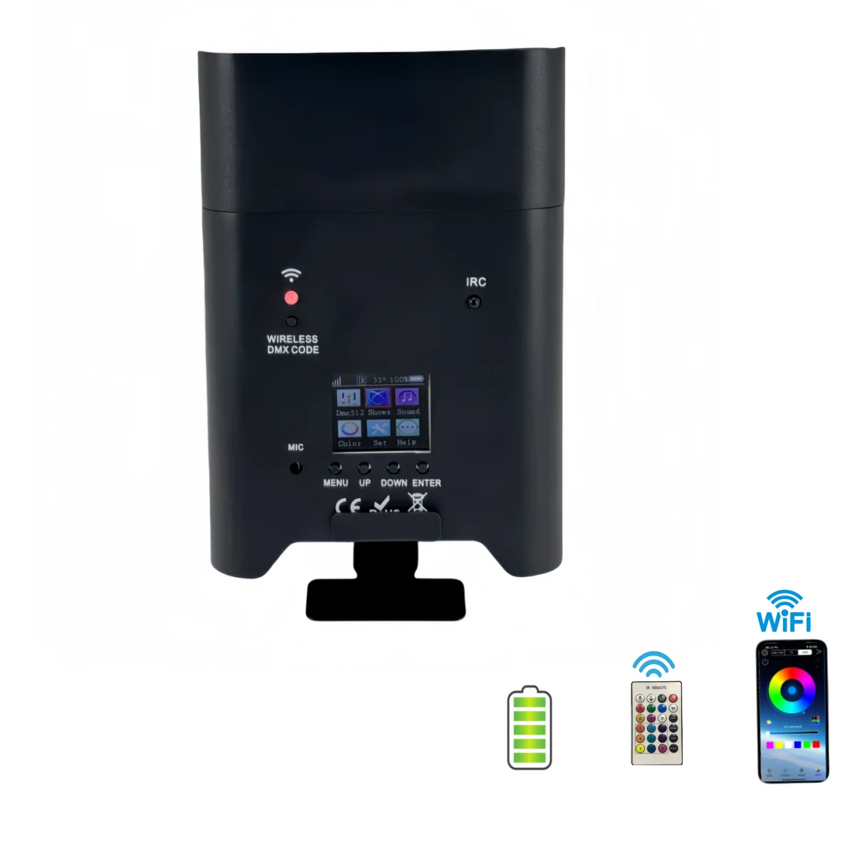 Batteriebetriebene LED-Par-Leuchten 6x18W RGBWA UV 6in1 Wifi Remote Phone APP + Wireless Controller Hochzeit Uplight LED Par DJ Sound