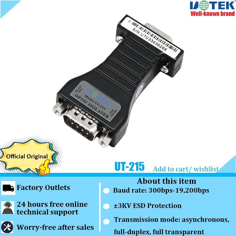 

UOTEK Industrial RS-232 5 Bits Isolated Converter Serial Adapter Optical Isolator UT-215