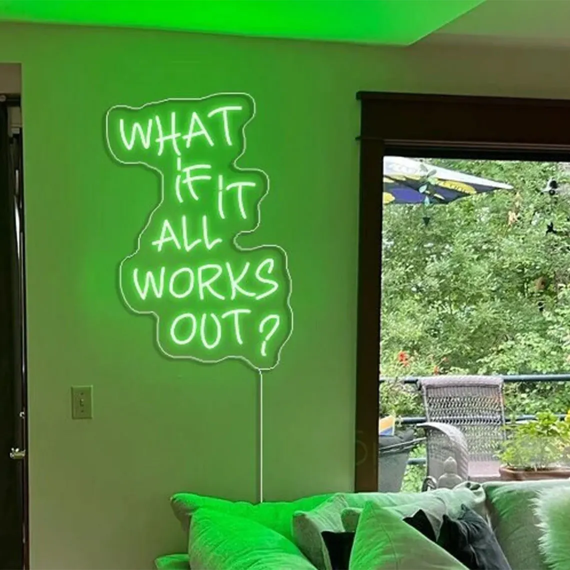 What if it All Works Out Neon Sign Wall Art Decor Positive Bedroom Game Room Sign Personalized Gifts for Teens Bar Club Sign