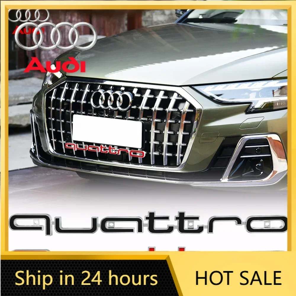 

3D-эмблема из АБС-пластика для передней решетки автомобиля, значок Quattro для капота, декоративные аксессуары для Audi S A3 A4 B8 8P 8V A6 C7 A5 Q5 B7 B6