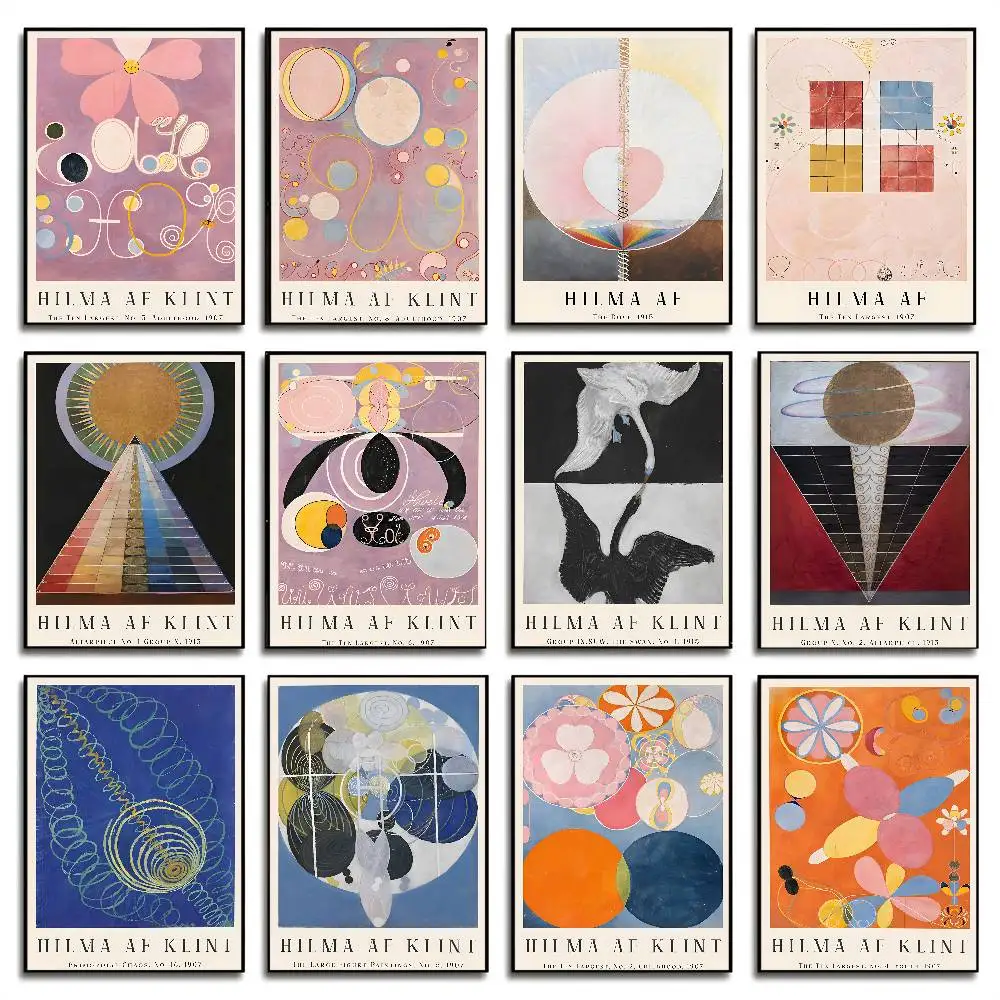 Berühmter Maler Hilma Af Klint, abstraktes Kunstposter, HD-Kunst, klebrige Wand, wasserdicht, für Zuhause, Wohnzimmer, Schlafzimmer, Bar, ästhetisch