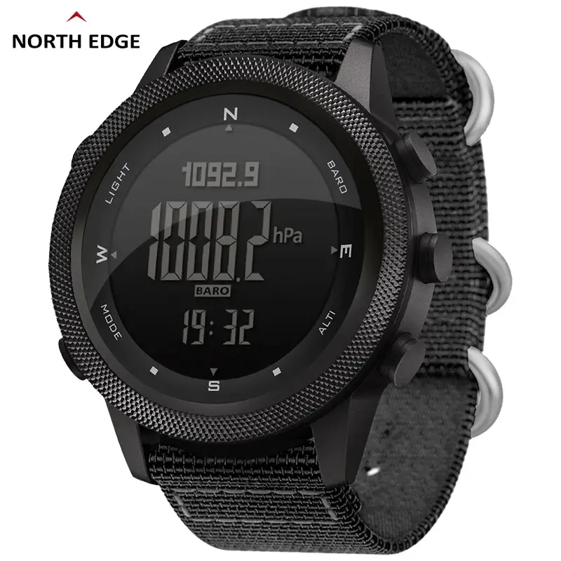 NORTH EDGE APACHE-46 ผู้ชายนาฬิกาดิจิตอลกีฬากลางแจ้งวิ่งว่ายน้ํากีฬากลางแจ้งนาฬิกาเครื่องวัดระยะสูงเข็มทิศบารอมิเตอร์ WR50M