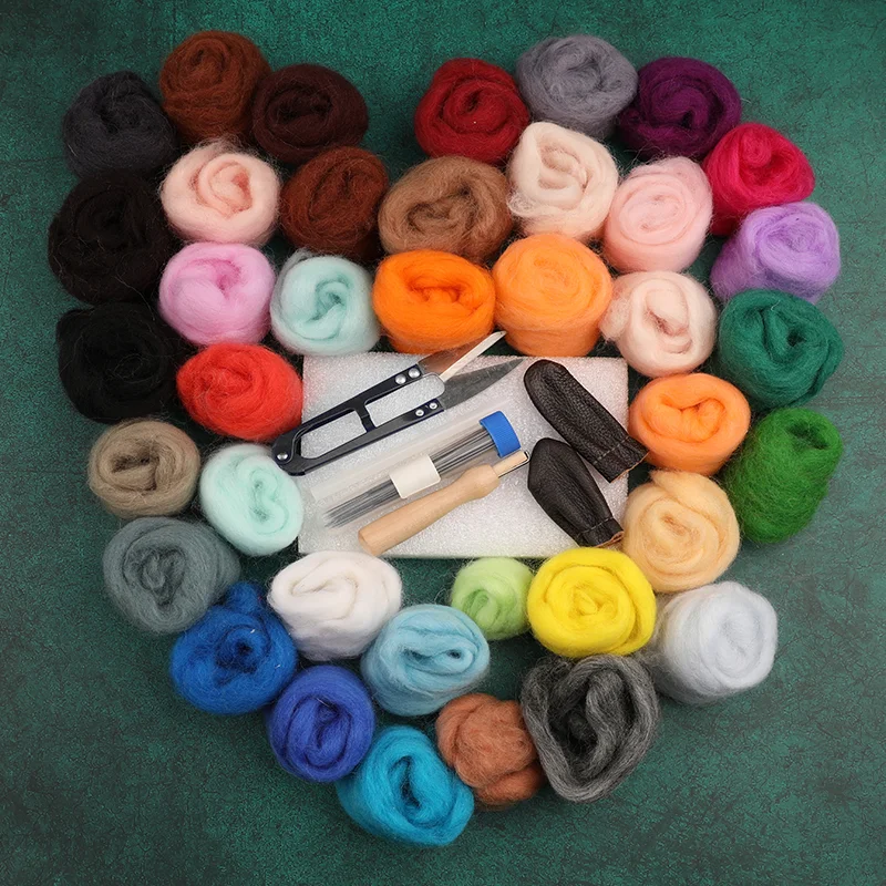 MIUSIE 20/36/50 Colors Needle Felting Kit Wool Felting Tools Handmade Felt Needle  Felting Fabric Materials Accessories