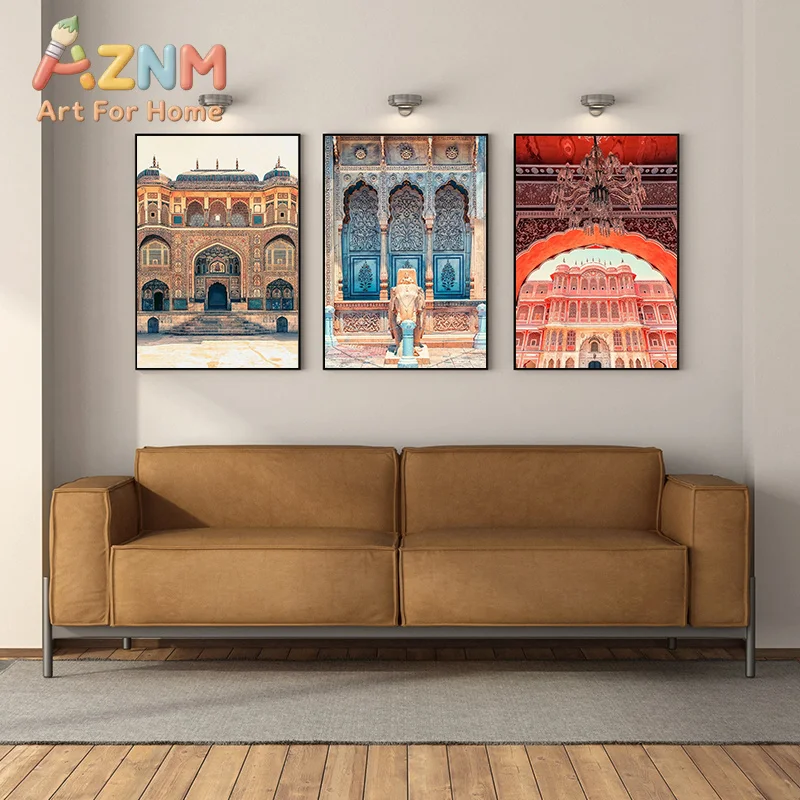 1pc frameless Canvas Painting India City Landscape Canvas Painting Amber Fort The Taj Travel Canvas Painting Wall Prints Picture