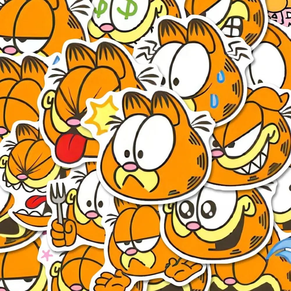 Garfield Cute Cartoon Expression Stickers Kawaii Periphery Toy Adorkable Notebook Trunk Hand Account Decorate Kid Holiday Gifts