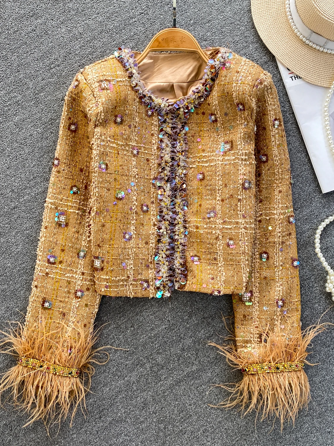 

Ele European Sle из бисера Jaet женское роскошное тяжелое пальто с ромбовидной вышивкой Svel ort для женщин