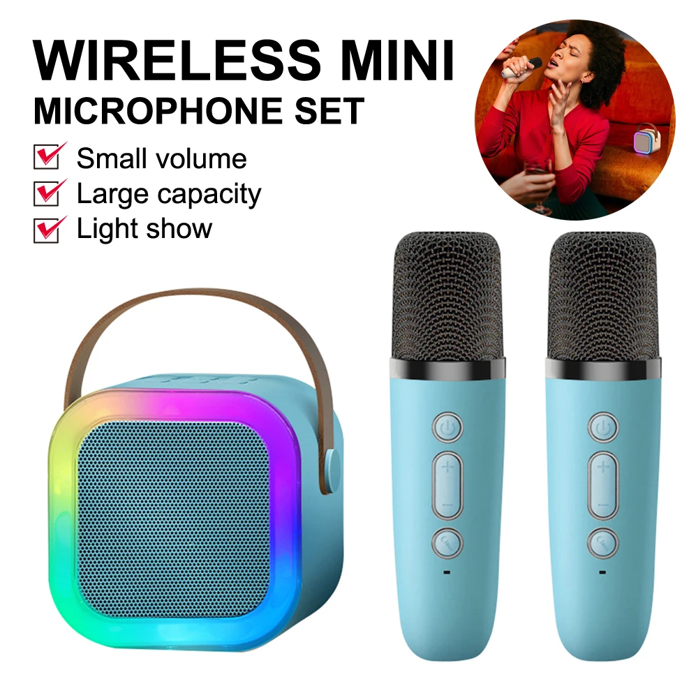 Bluetooth Wireless Portable Speaker Multi-function Karaoke With 2 Microphone Music Player Karaoke Machine For Kids Adults Home