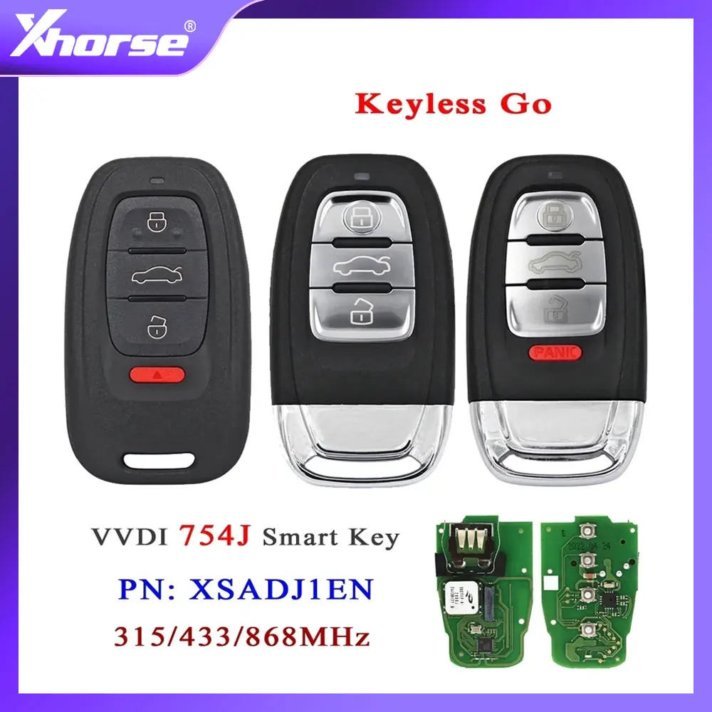 

Xhorse XSADJ1GL VVDI 754J Smart Keyless Go Remote Key 315/433/868MHZ for Audi A6L Q5 A4L A7 A8 with Shell