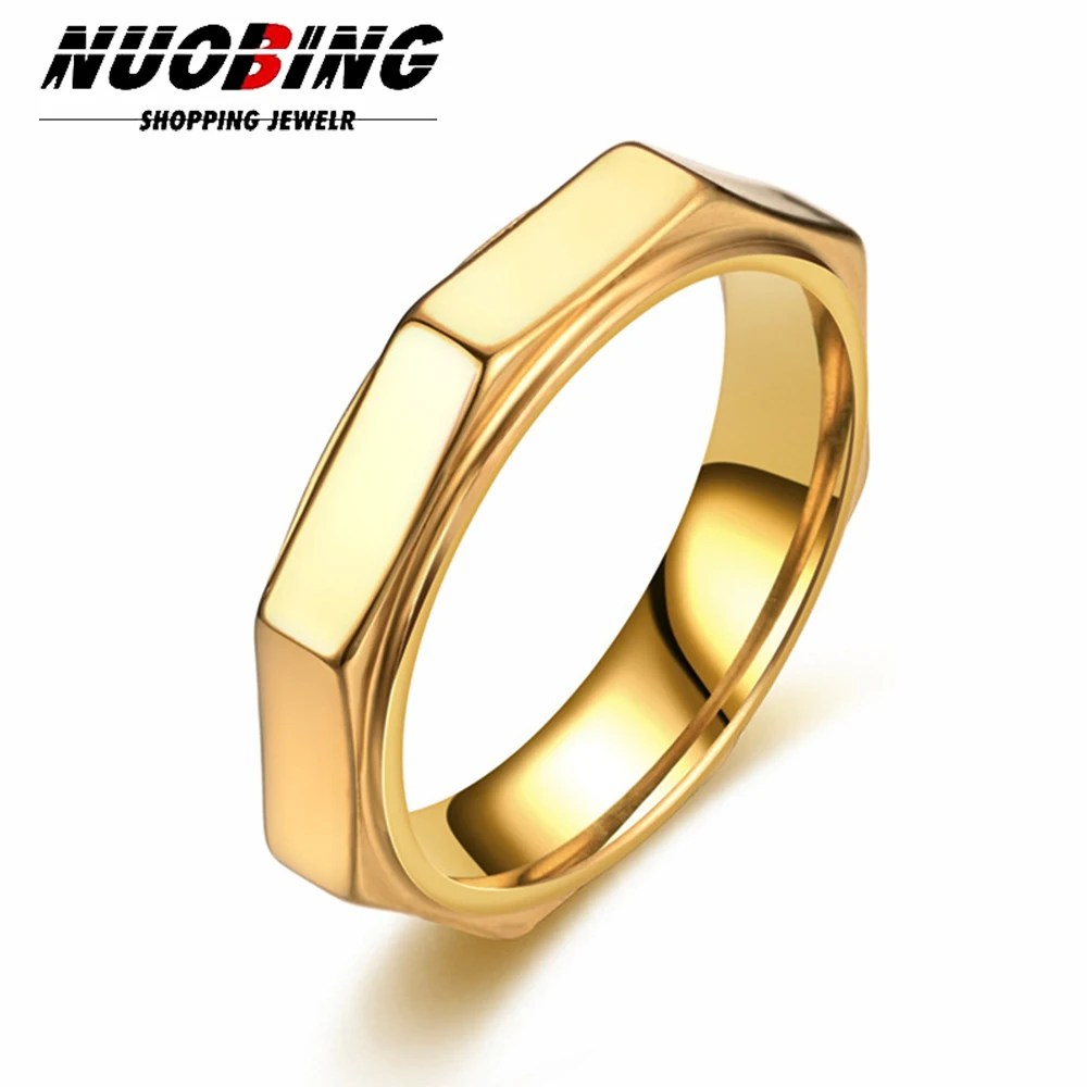 5MM Fashion Hexagon Titanium Steel Ring Nut Shape Relieving Anxiety Decompression Neutral Spinner Ring Anillo Antiestres