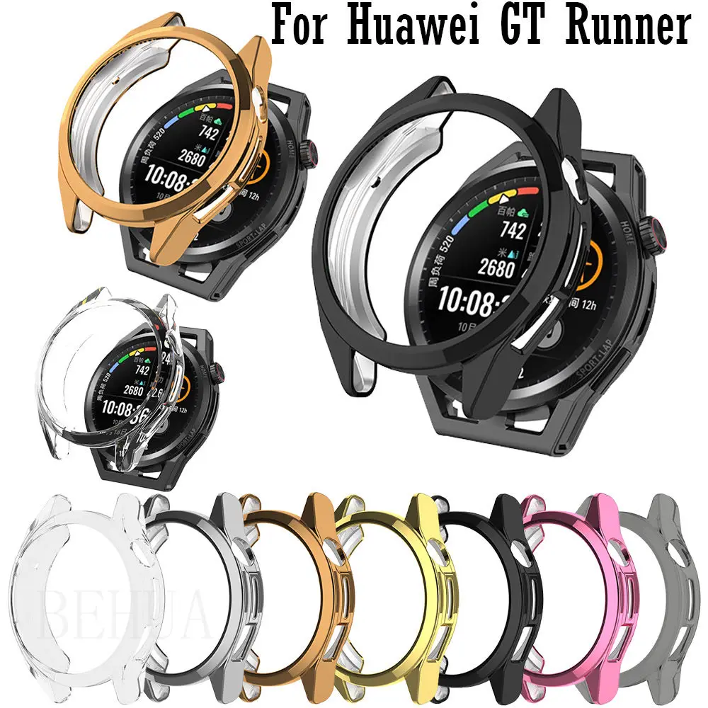 BEHAU Protective Case Cover For Huawei Watch GT Runner Smart Watch Replacement TPU Protection Cases Sheel Wristband Accessories