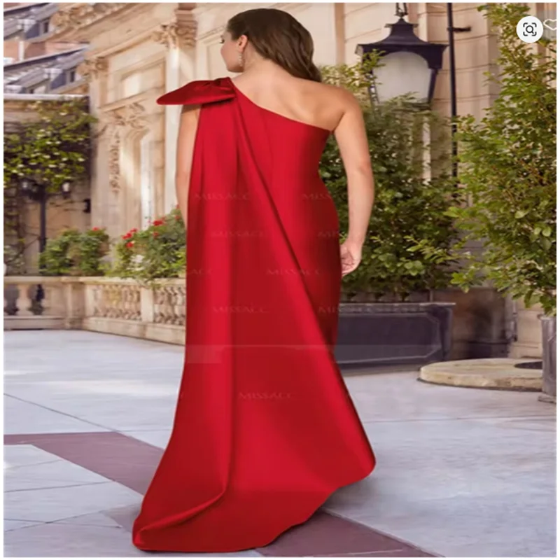 Rotes Kleid, elegantes Partykleid für Damen, 2025, einschultriges, lässiges langes Abendkleid für Mädchen, elegantes, maßgeschneidertes Ballkleid mit Schleife