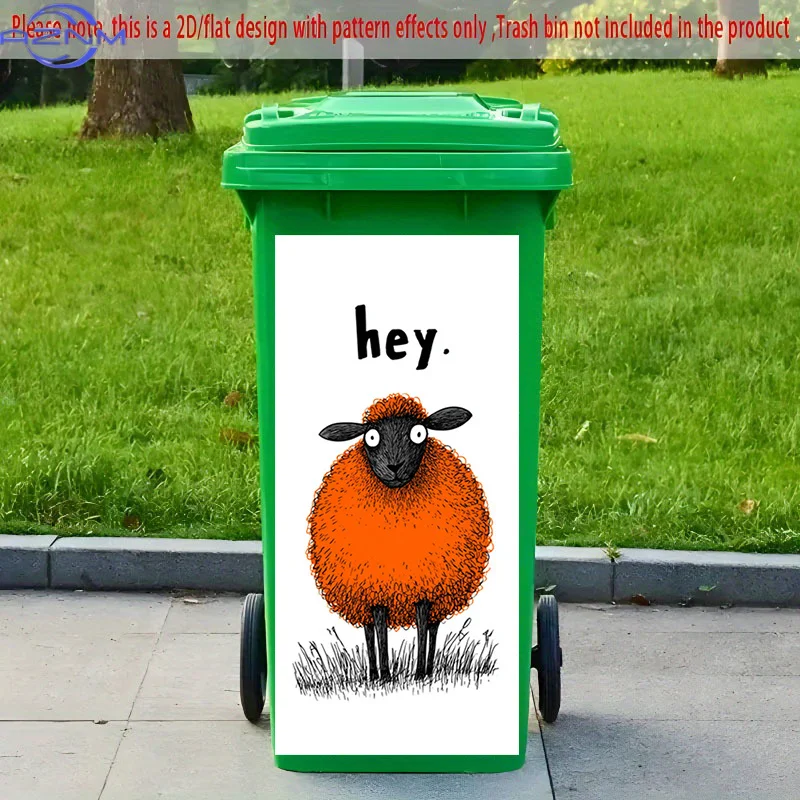 1pc of 2D Pattern Printed Sticker for Kitchen Trash Bins, Measuring X Cm. Featuring a Theme of Greetings from an Orange Sheep,