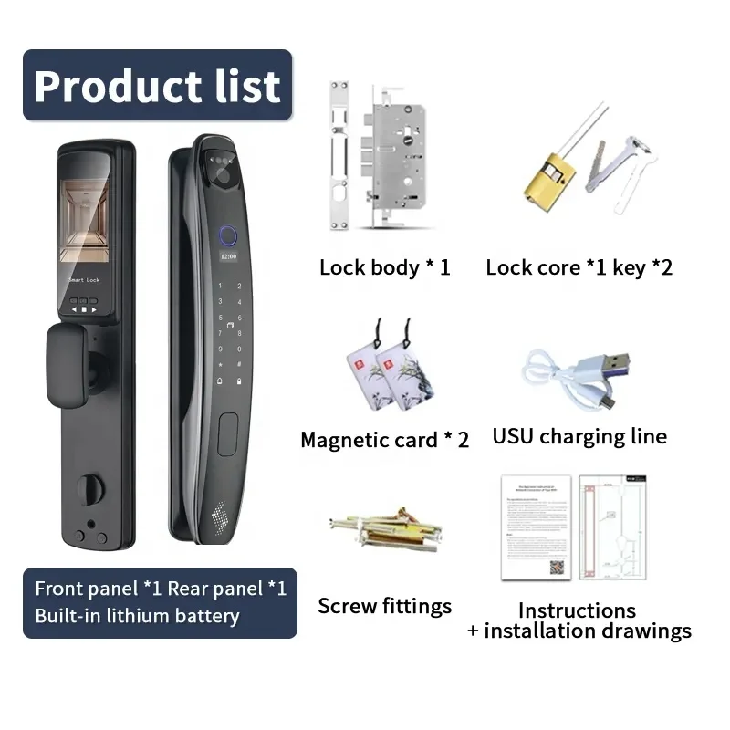 High Security  Fingerprint Recognition  Lock With Cat Eye Automatic Face Smart  Lock