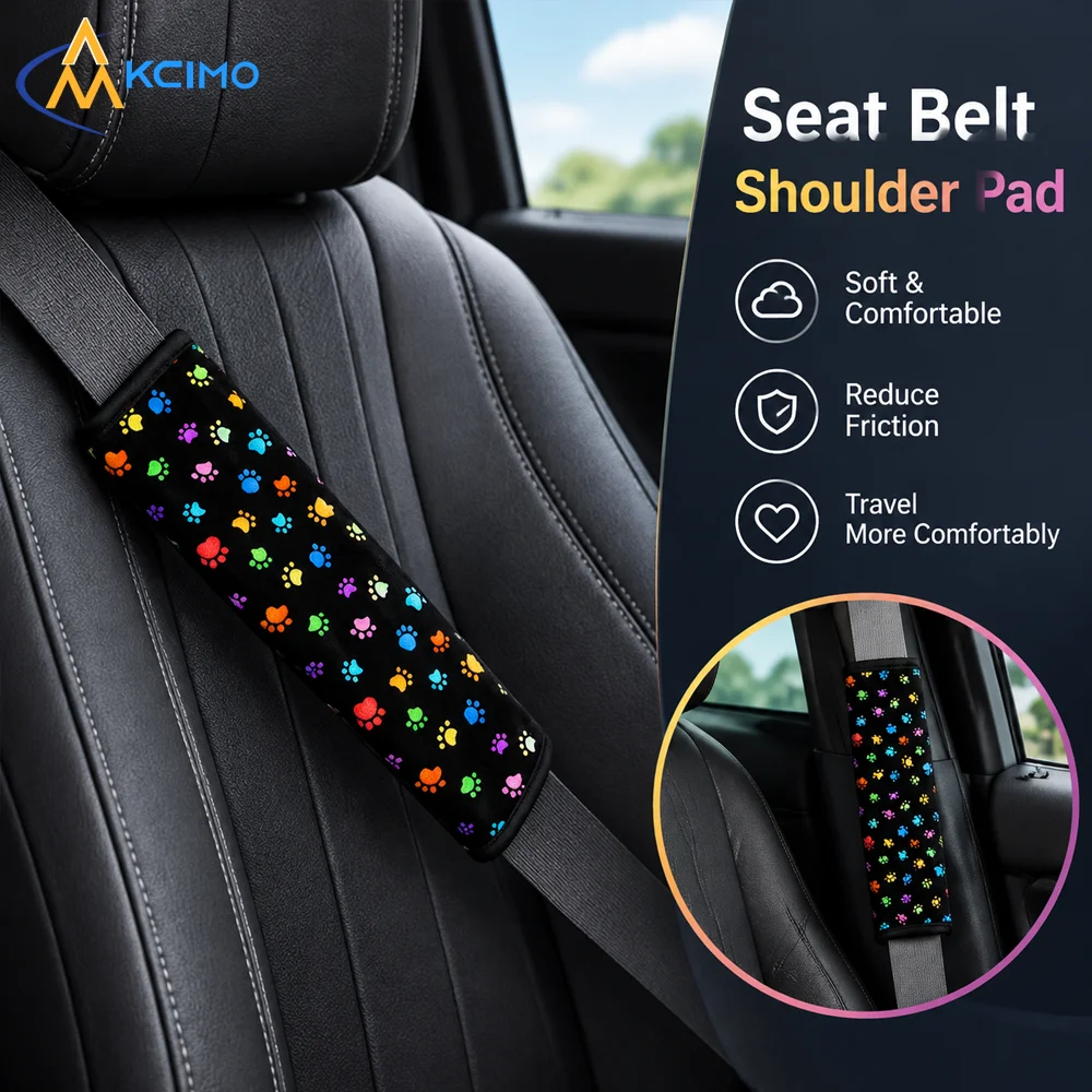 Cute Paw Print Seat Belt Shoulder Pad, Soft Comfort Seatbelt Cover, Pressure Reducing Auto Shoulder Protector for Driving Trip