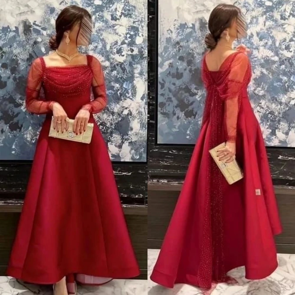 Jiayigong-Vestido largo plisado de satén para baile de graduación, traje de línea a con cuello cuadrado, a medida, para ocasiones