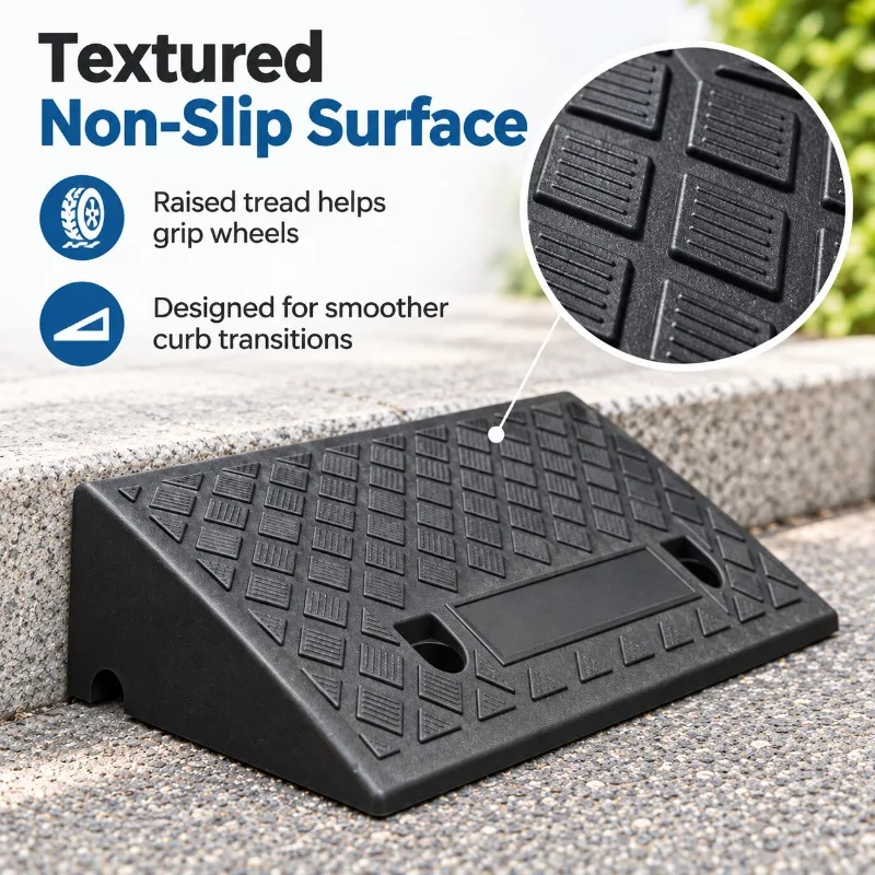 1/2/3/4PCS 70mm Plastic Kerb Ramp Non-Slip Threshold Curb Ramp for Cars Bicycles Wheelchairs Smooth Uphill Access Driveway