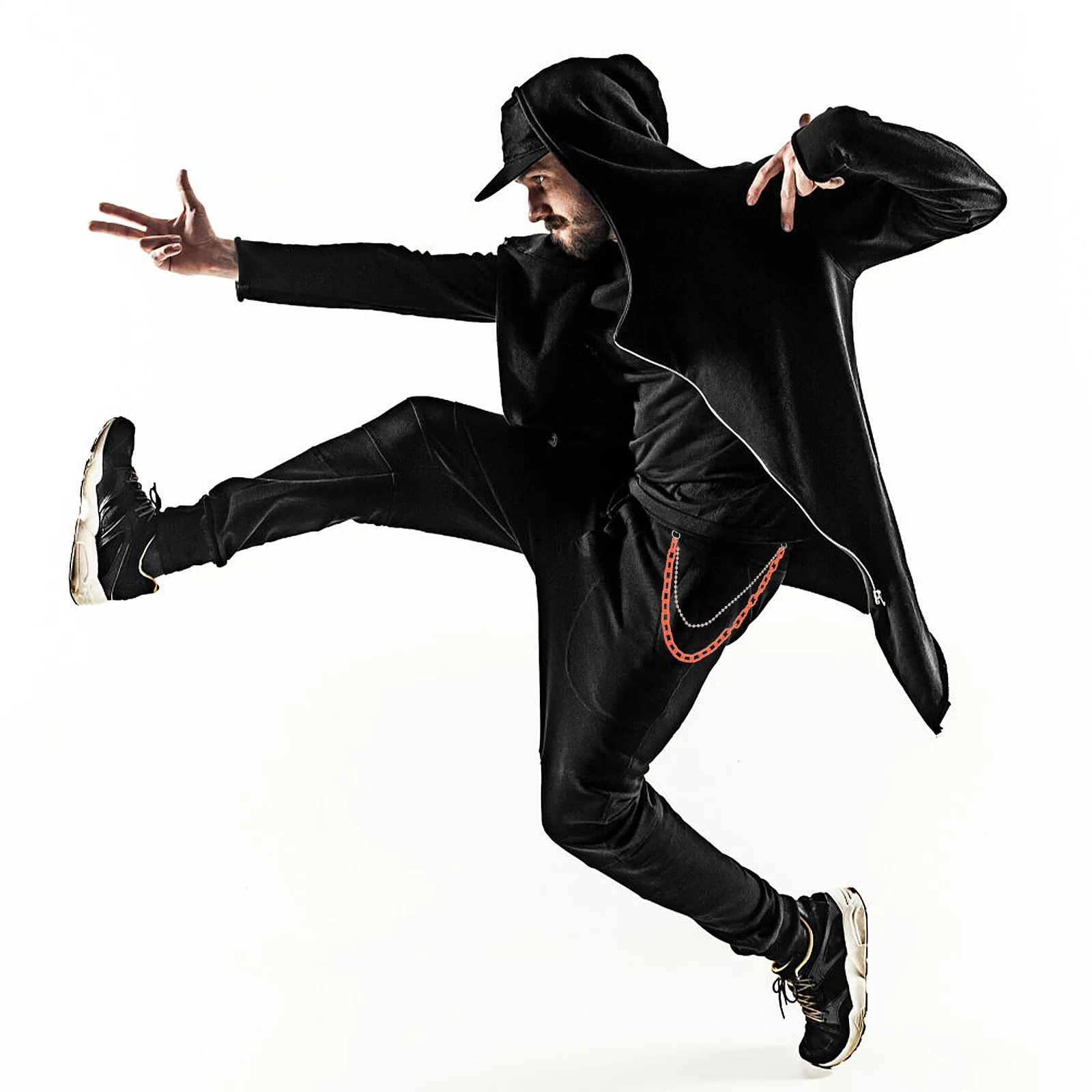 Geometric Body Chain Orange Acrylic Iron Lightweight Durable Smooth Beads Electroplated Metal Waist Chain For